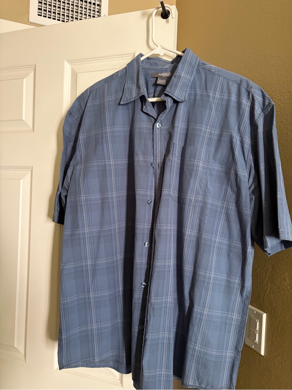 Men's Casual Short-Sleeve Button-Down Shirt - Blue Plaid